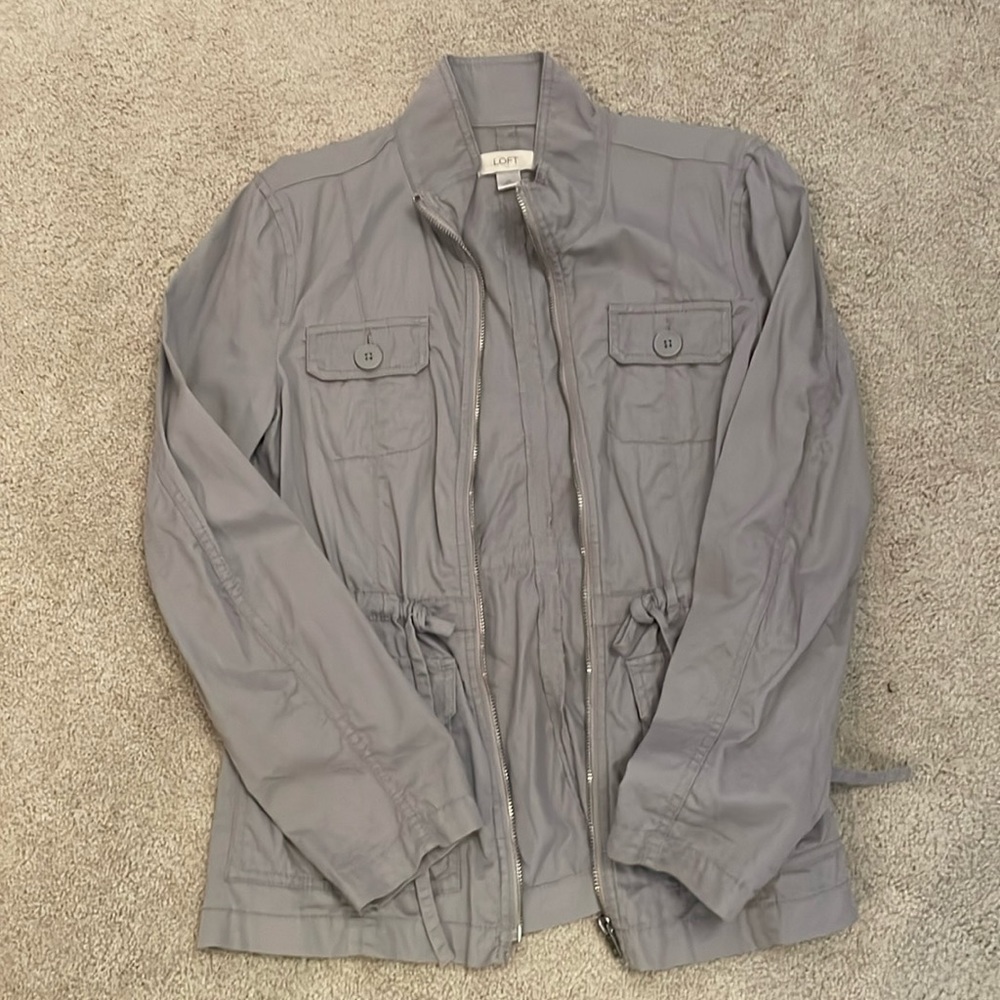 Loft Gray Utility Jacket Lightweight Size Xs - image 1